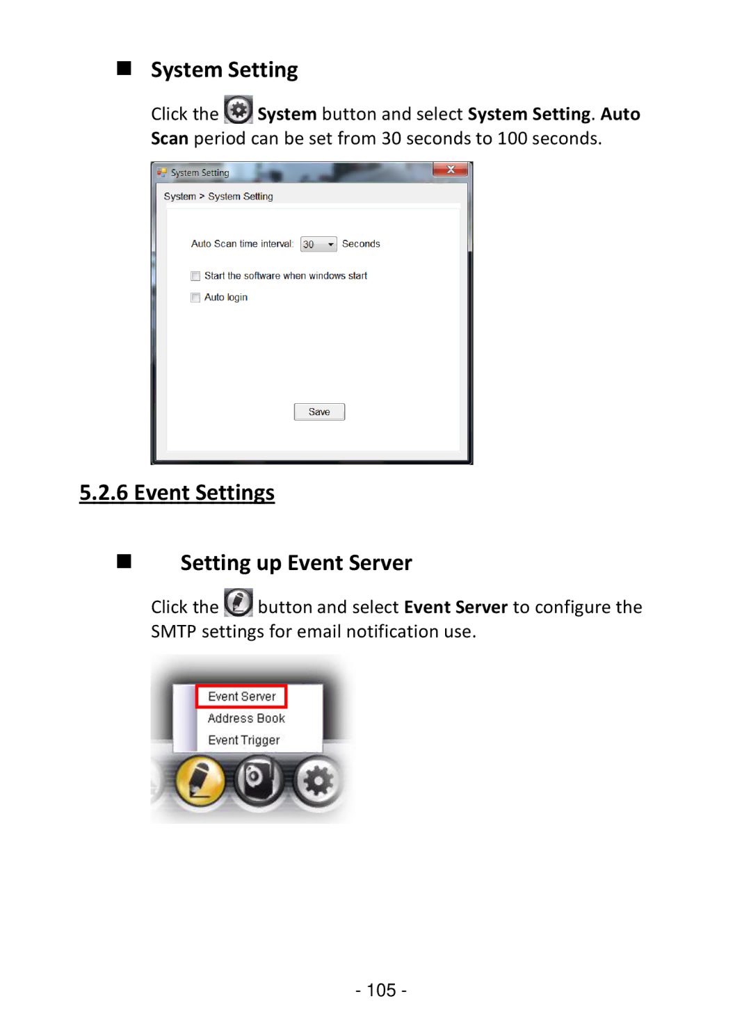 TRENDnet TV-IP322P manual  System Setting, Event Settings  Setting up Event Server 