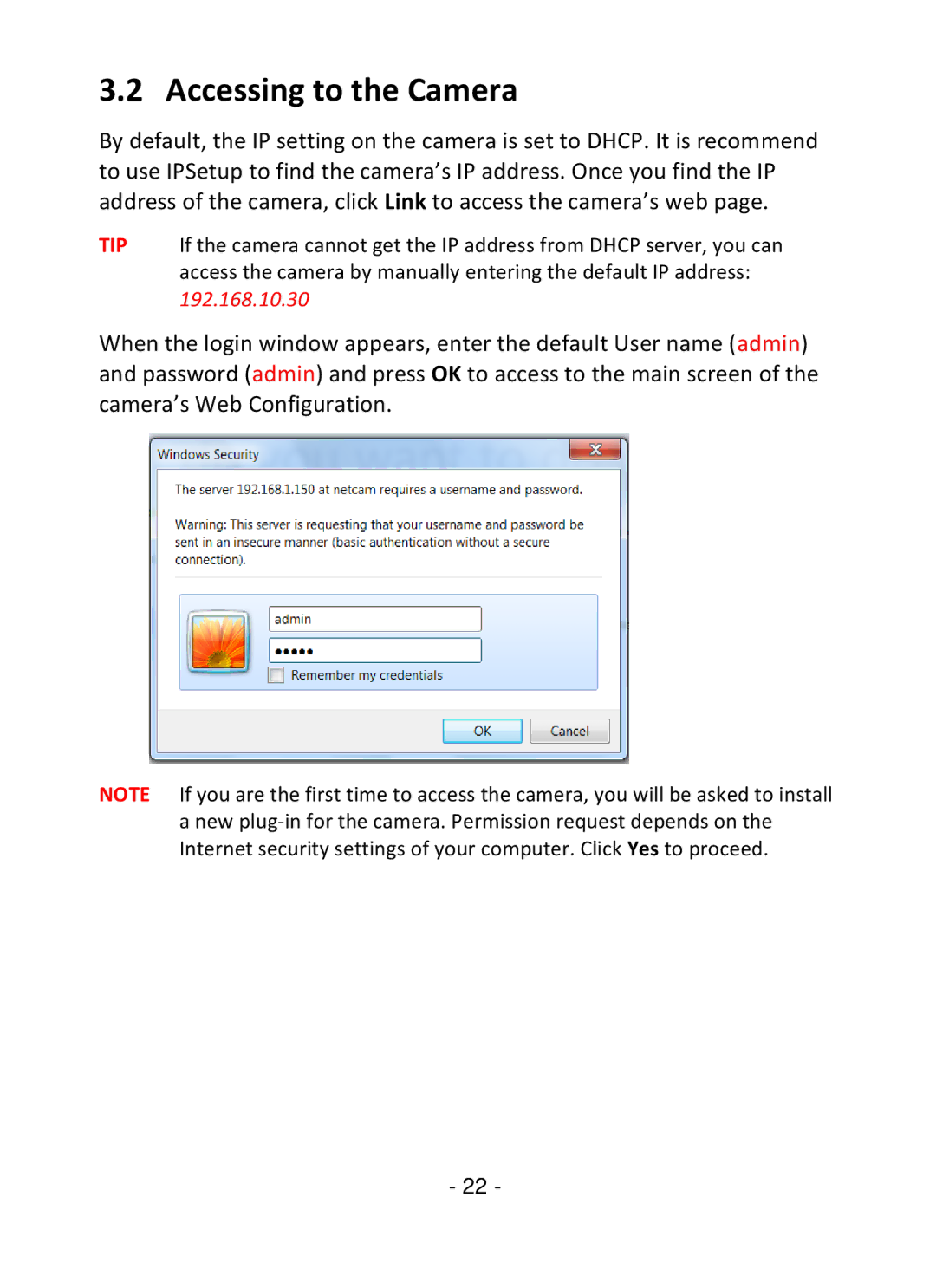 TRENDnet TV-IP322P manual Accessing to the Camera 