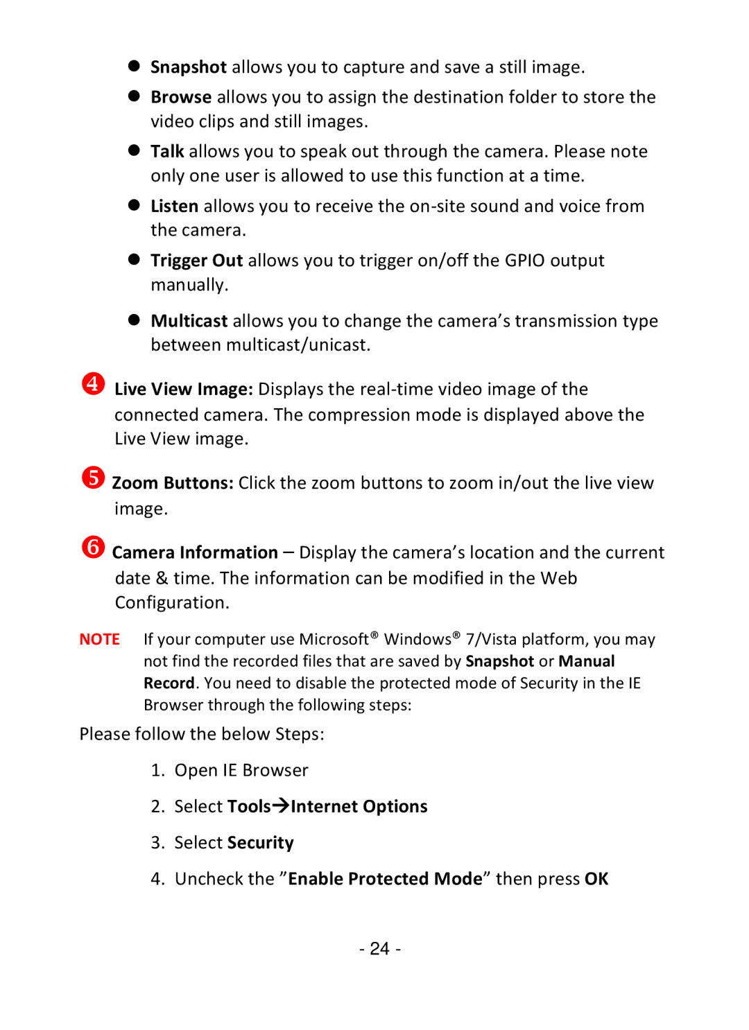 TRENDnet TV-IP322P manual Select ToolsInternet Options Select Security 