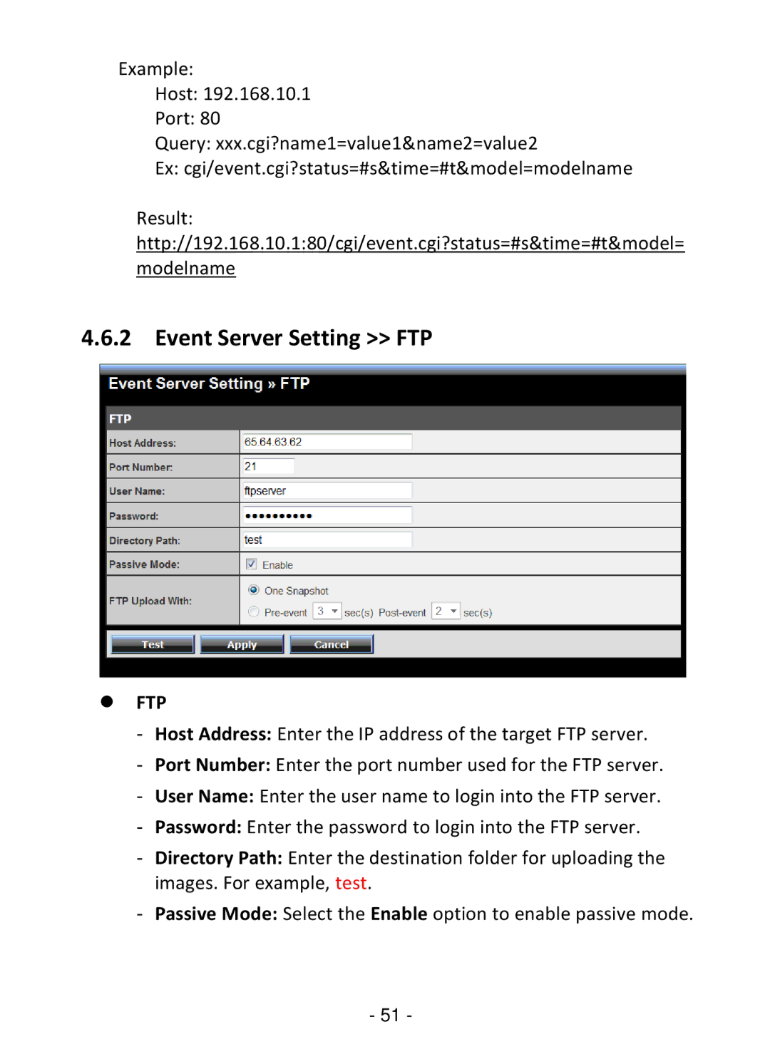 TRENDnet TV-IP322P manual Event Server Setting FTP,  Ftp 