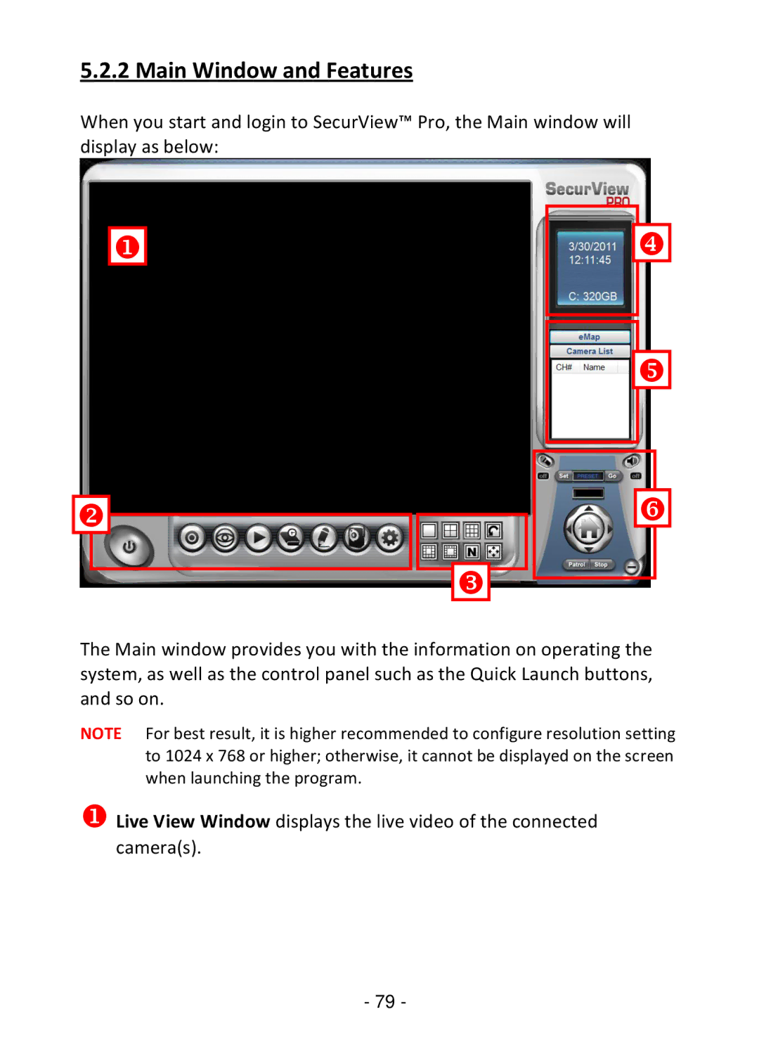 TRENDnet TV-IP322P manual Main Window and Features 