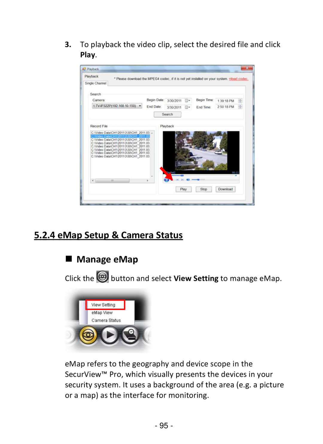 TRENDnet TV-IP322P manual EMap Setup & Camera Status  Manage eMap 