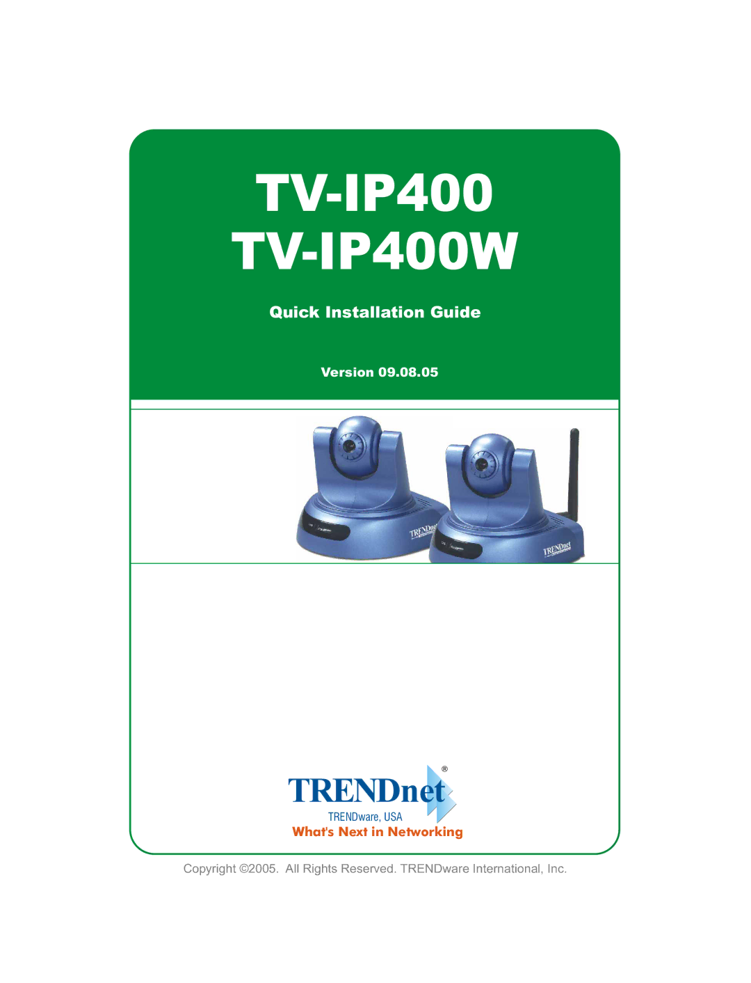 TRENDnet tv-ip400 manual TV-IP400W, Quick Installation Guide 