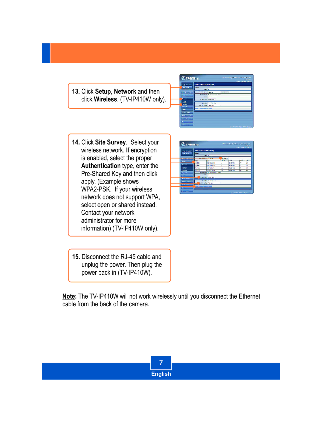 TRENDnet TV-IP410W manual English 