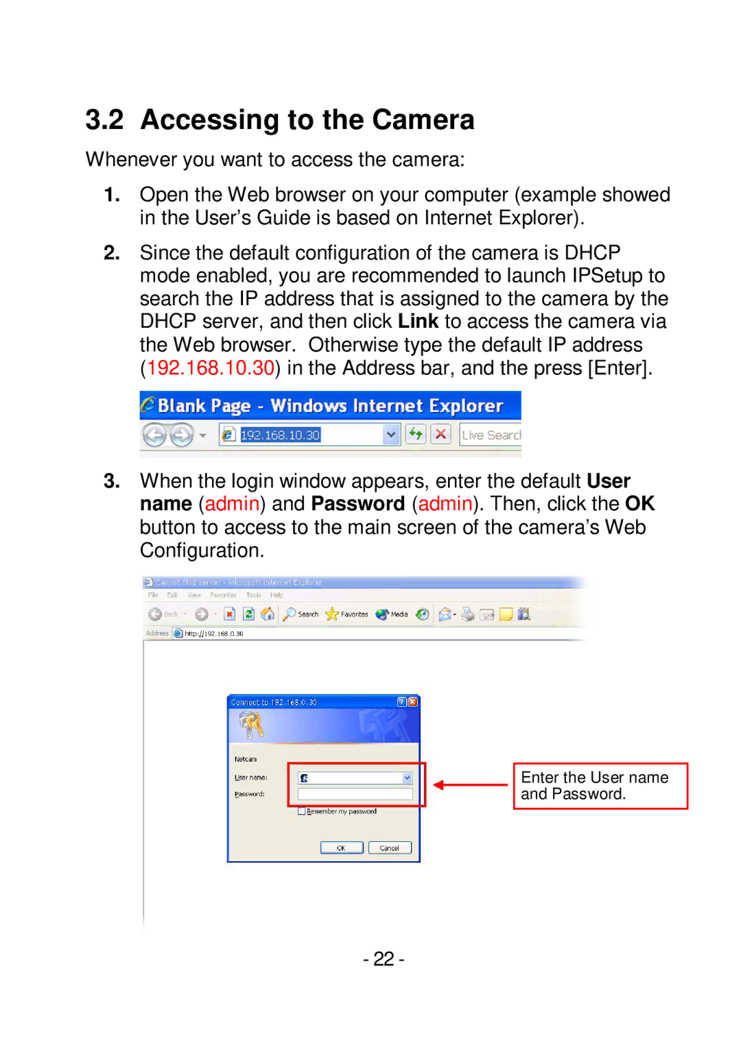 TRENDnet TVIP252P manual Accessing to the Camera 