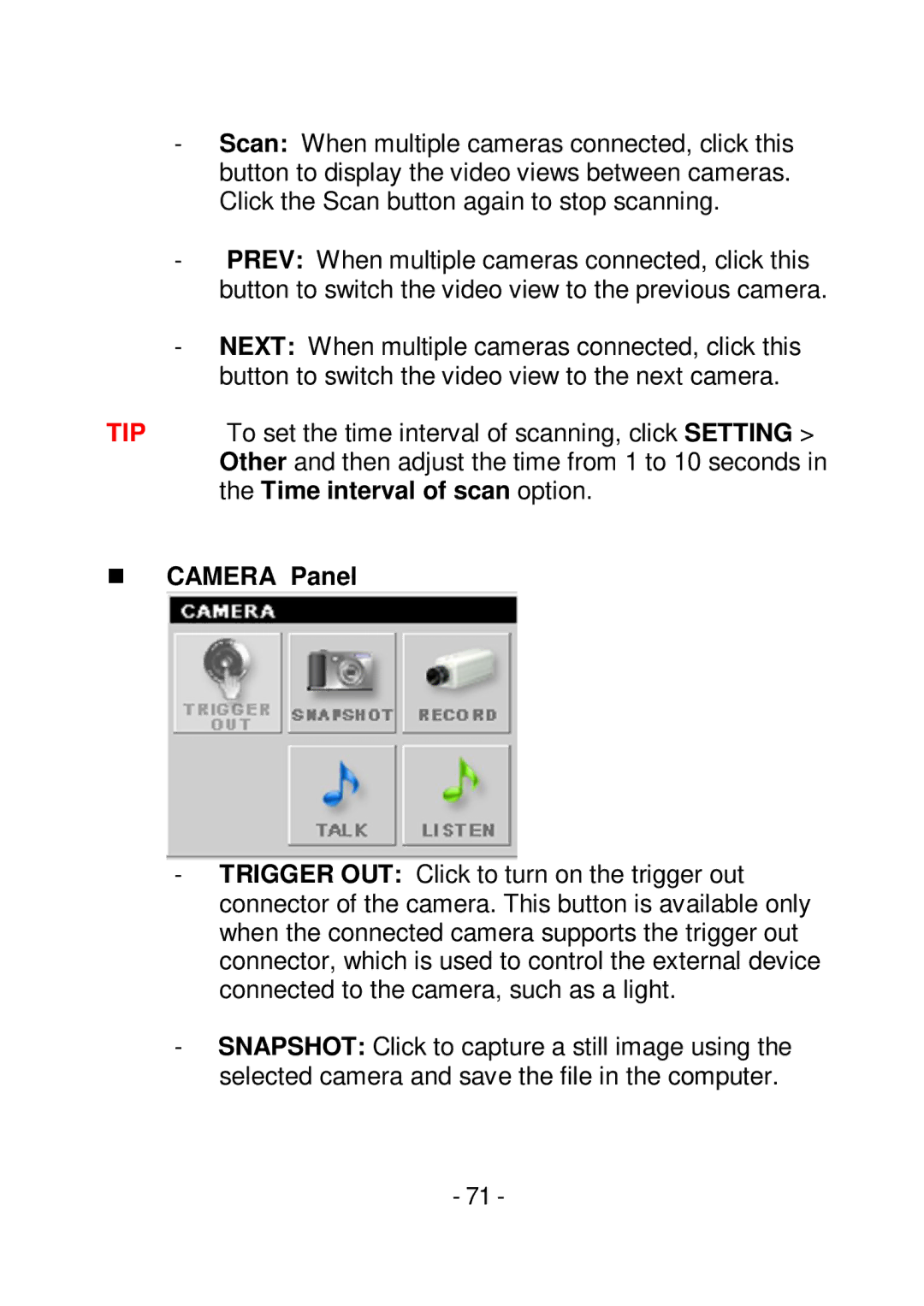 TRENDnet TVIP252P manual  Camera Panel 