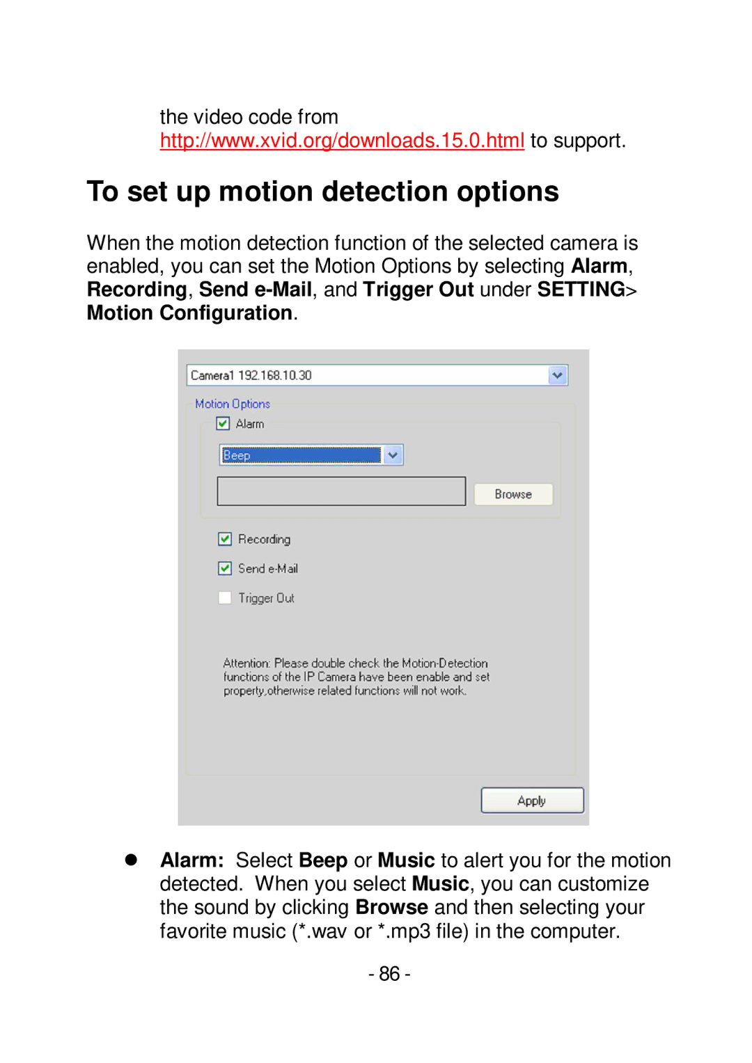 TRENDnet TVIP252P manual To set up motion detection options 