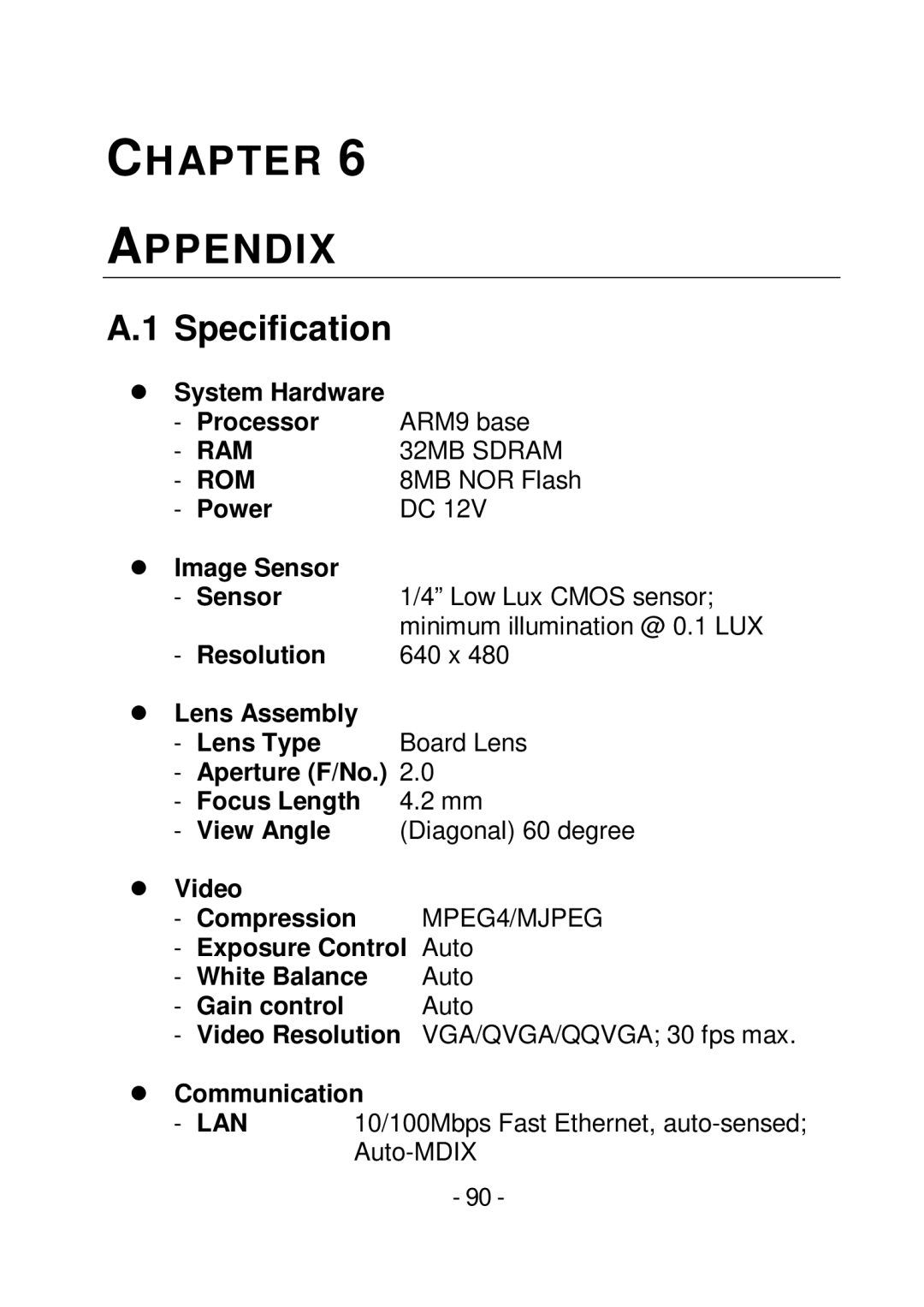 TRENDnet TVIP252P manual Specification 