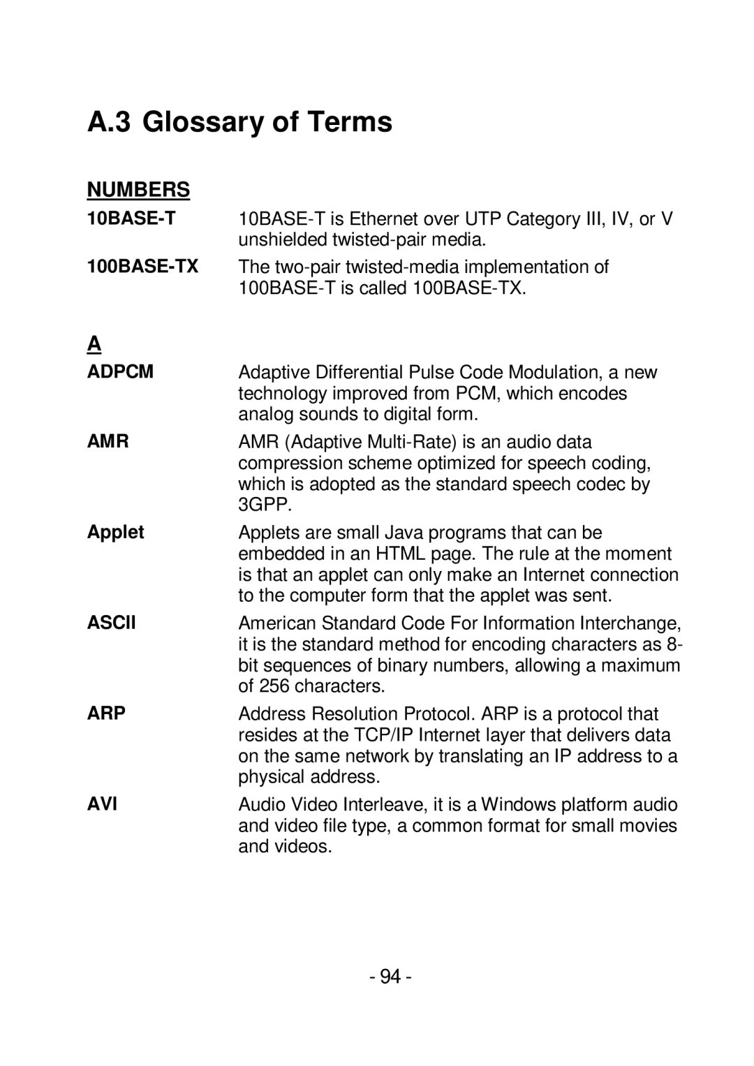 TRENDnet TVIP252P manual Numbers 