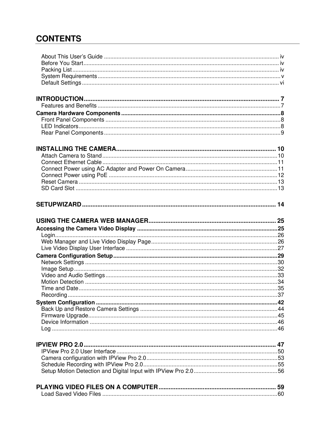 TRENDnet TVIP512P manual Contents 