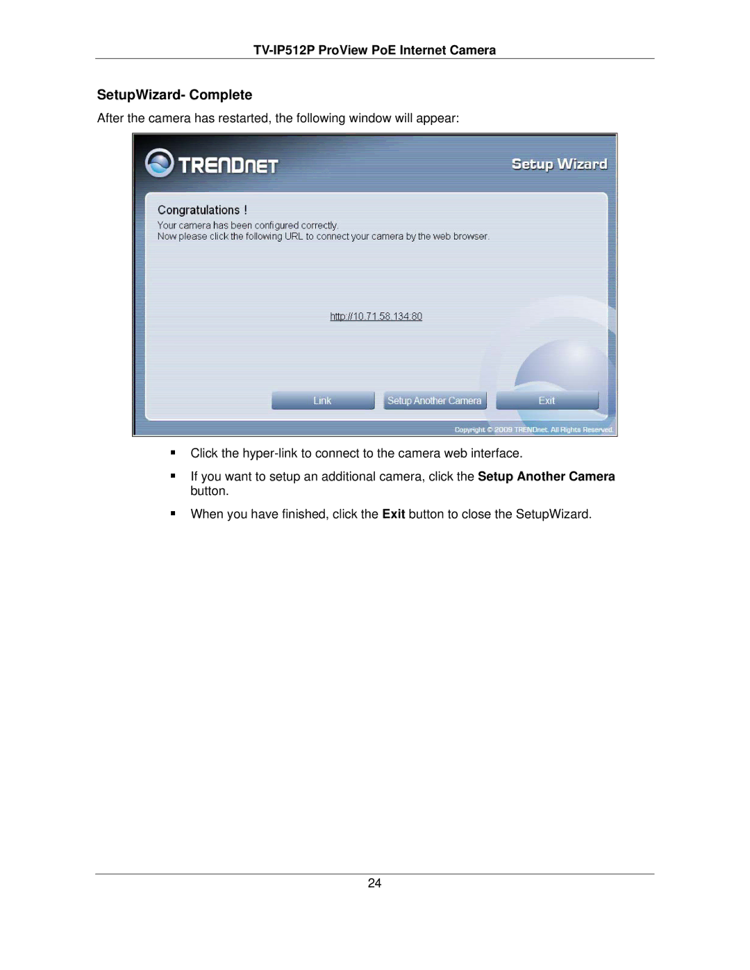 TRENDnet TVIP512P manual SetupWizard- Complete 