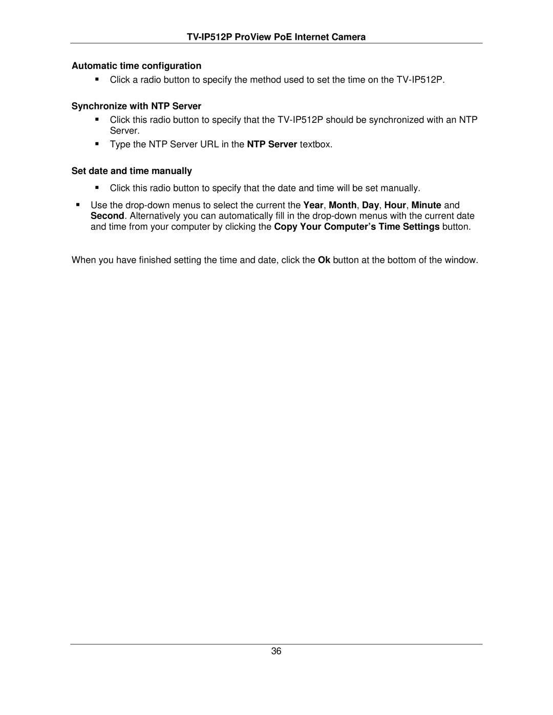 TRENDnet TVIP512P manual Synchronize with NTP Server 