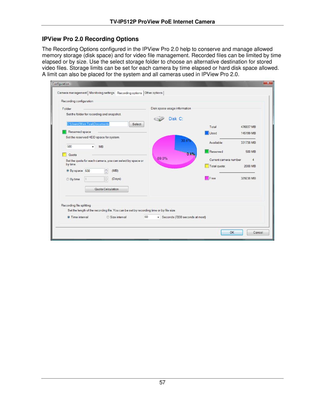 TRENDnet TVIP512P manual IPView Pro 2.0 Recording Options 