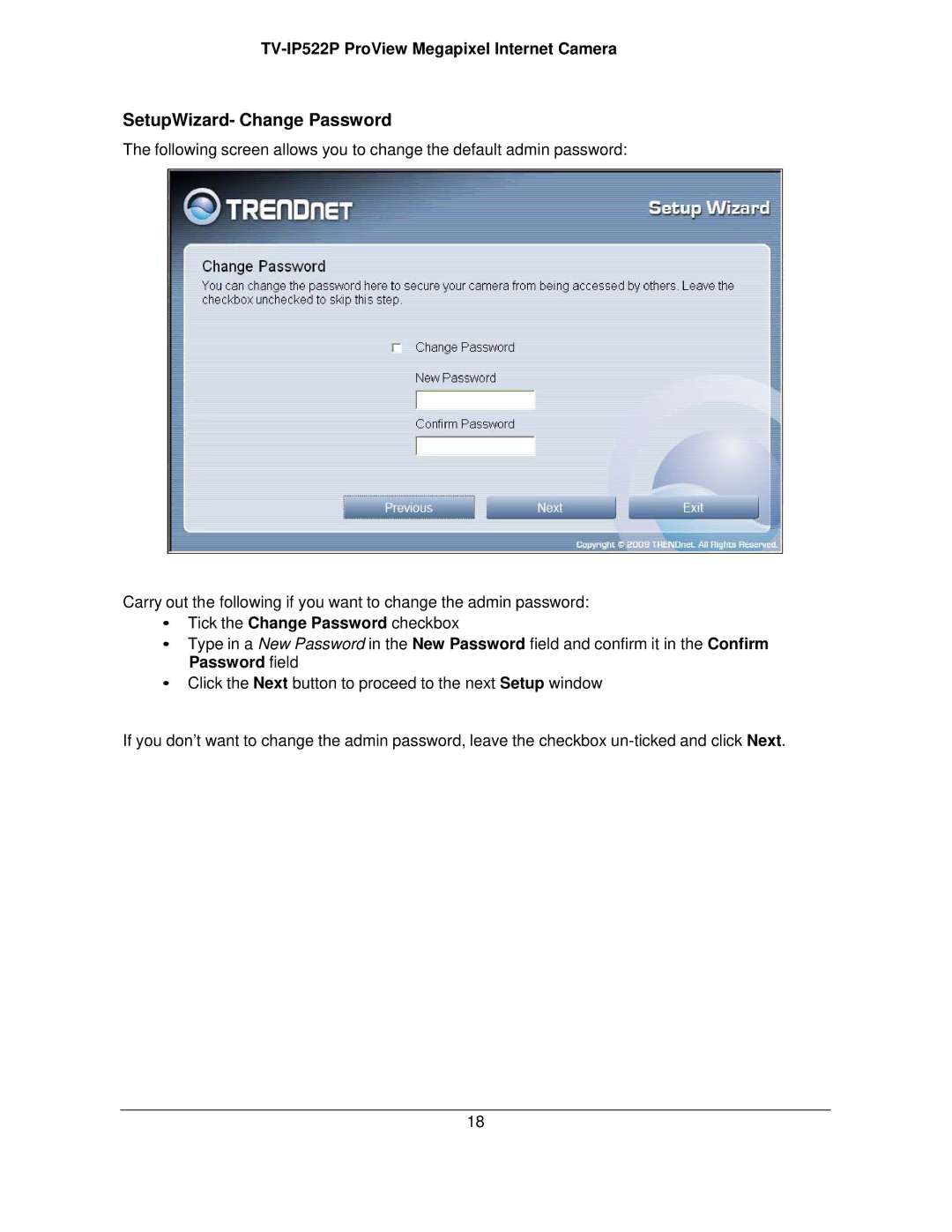 TRENDnet TVIP522P manual SetupWizard- Change Password 