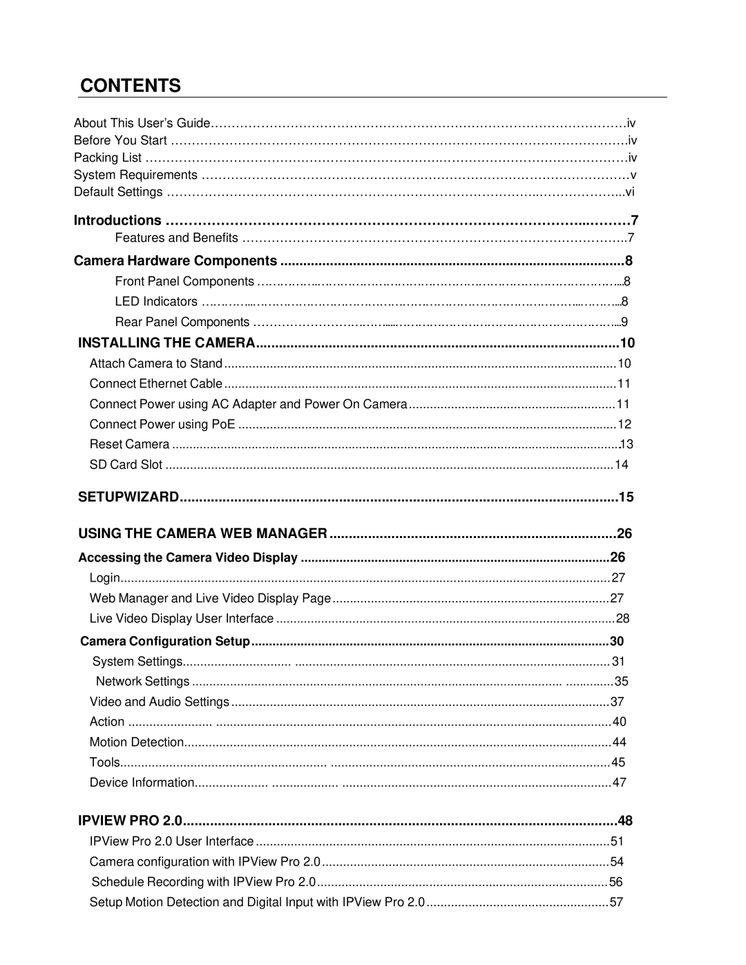 TRENDnet TVIP522P manual Contents 