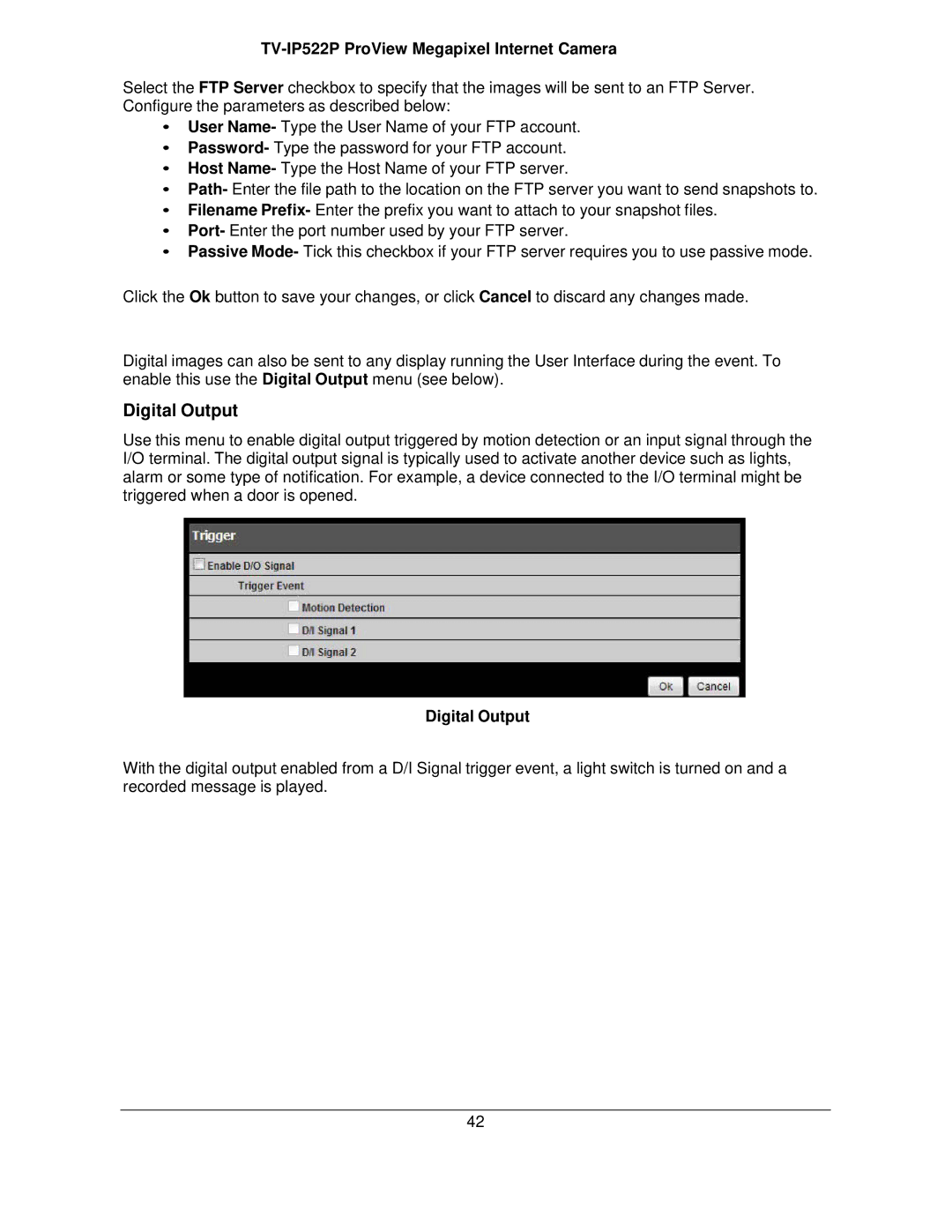 TRENDnet TVIP522P manual Digital Output 