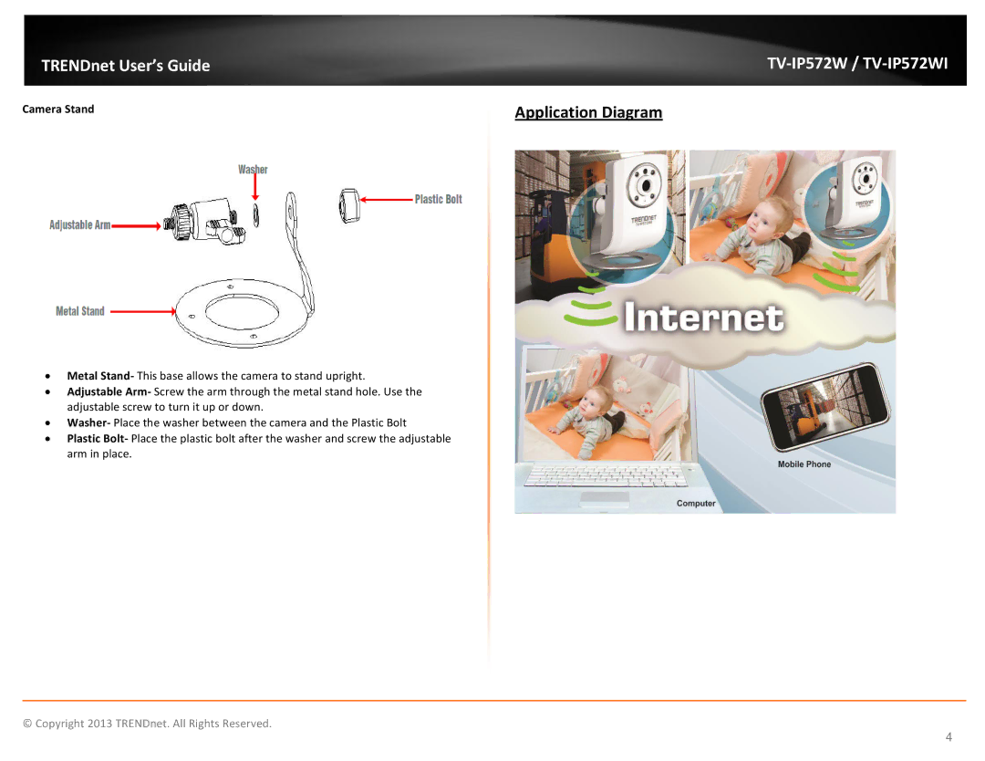 TRENDnet TVIP572W manual Application Diagram, Camera Stand 