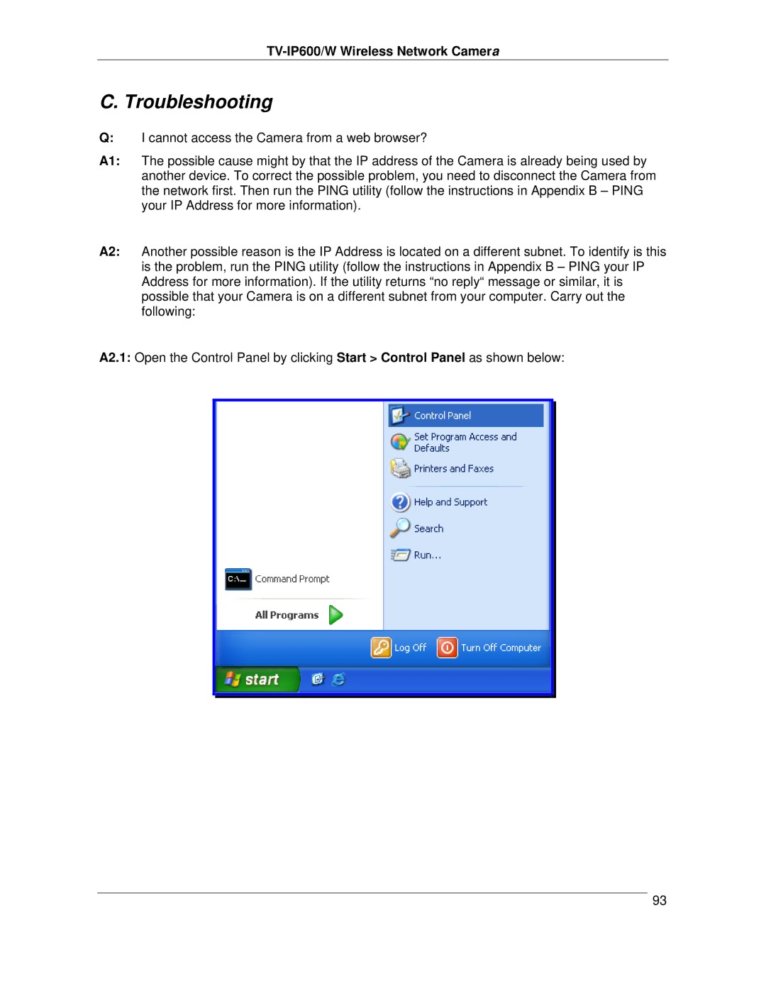 TRENDnet TVIP600 manual Troubleshooting 