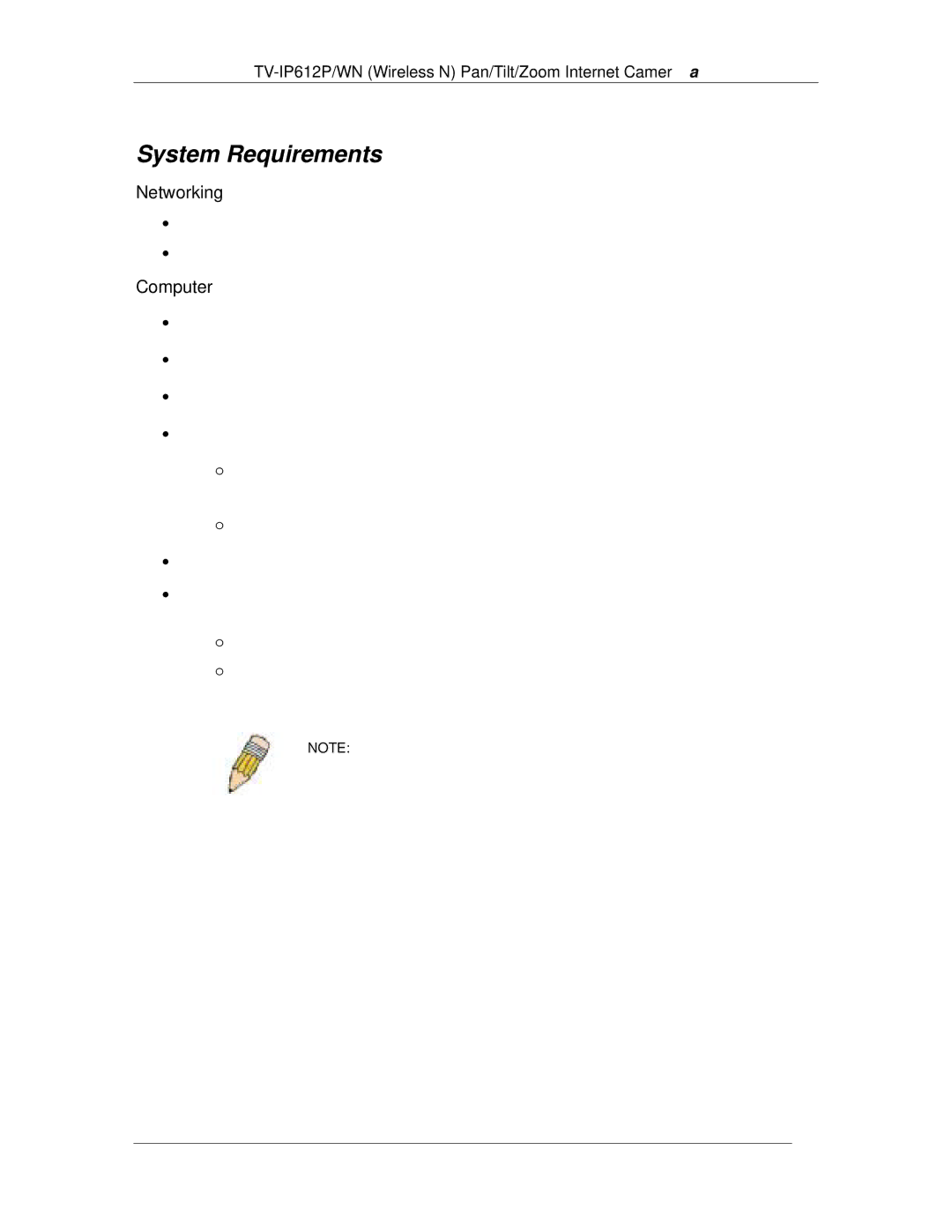 TRENDnet TVIP612P manual System Requirements, Networking 