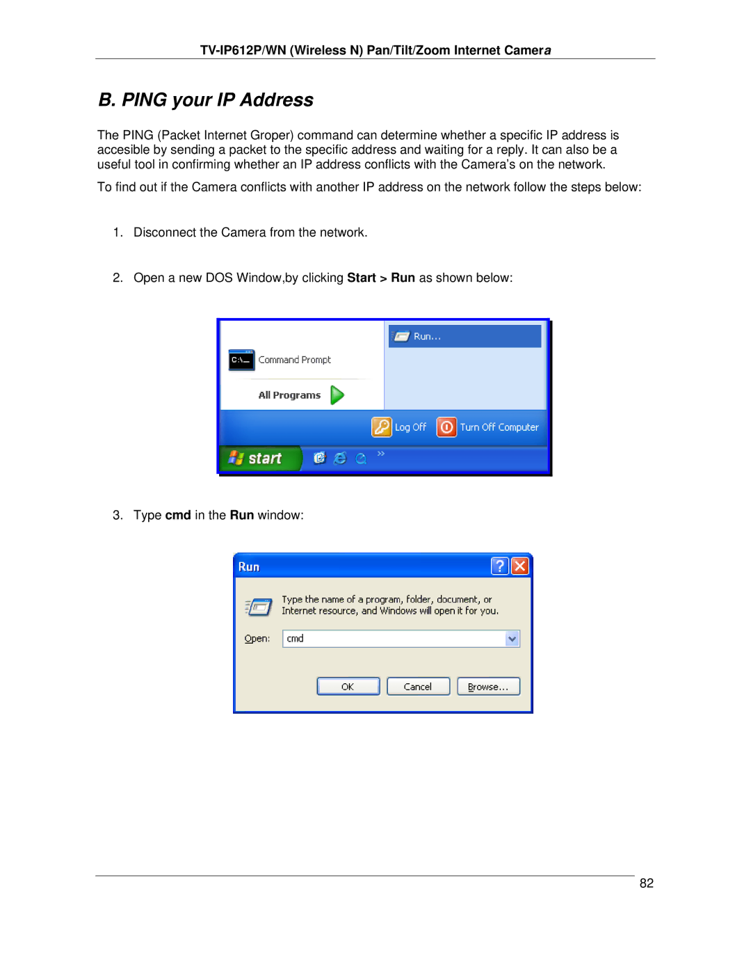 TRENDnet TVIP612P manual Ping your IP Address 