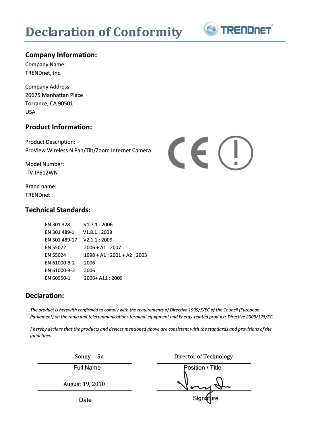 TRENDnet TVIP612WN manual 