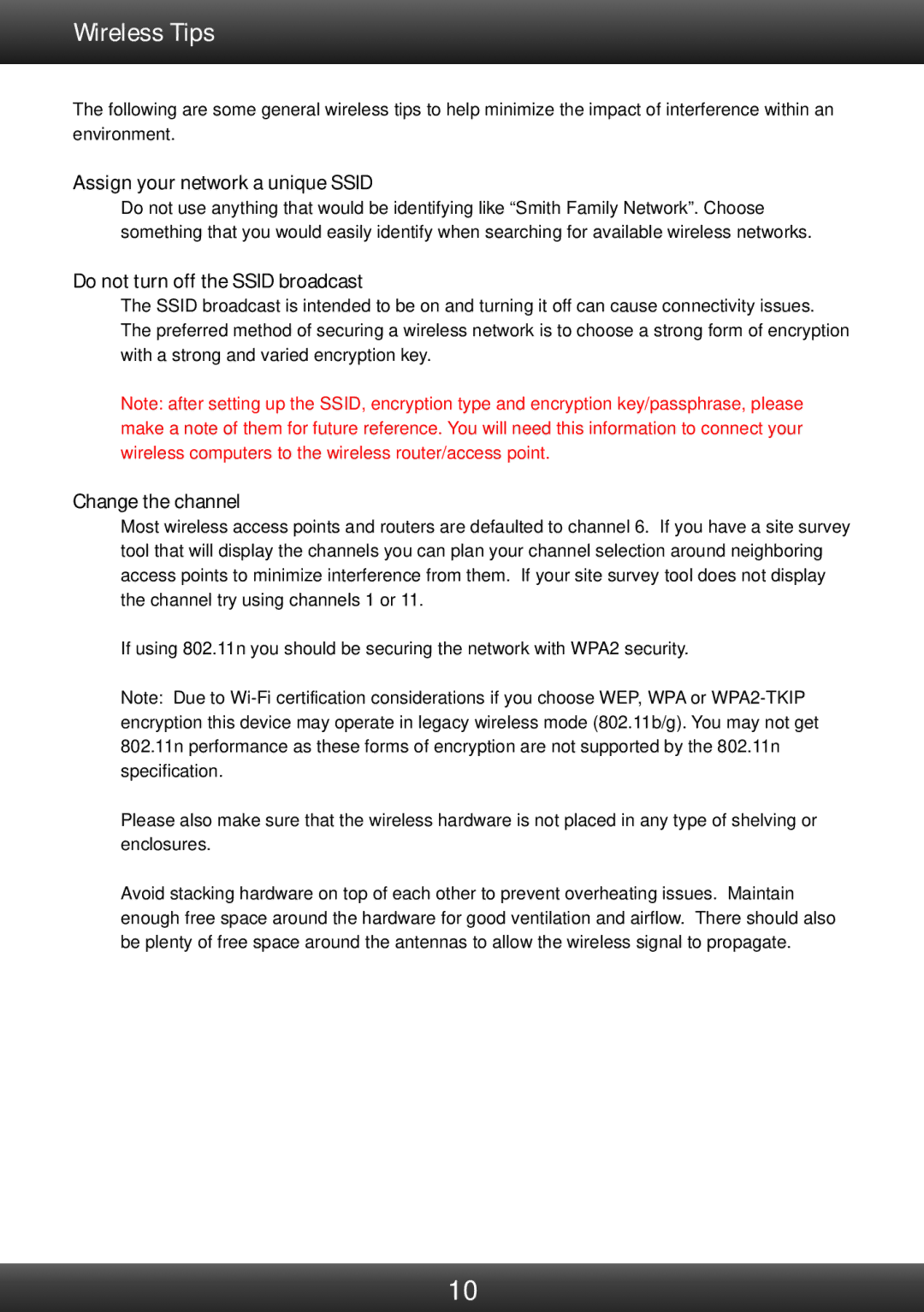 TRENDnet TVIP612WN manual Wireless Tips, Assign your network a unique Ssid, Do not turn off the Ssid broadcast 