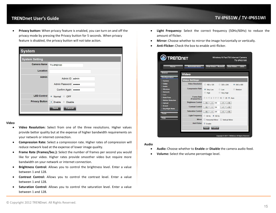 TRENDnet TVIP651W manual TV-IP651W / TV-IP651WI 