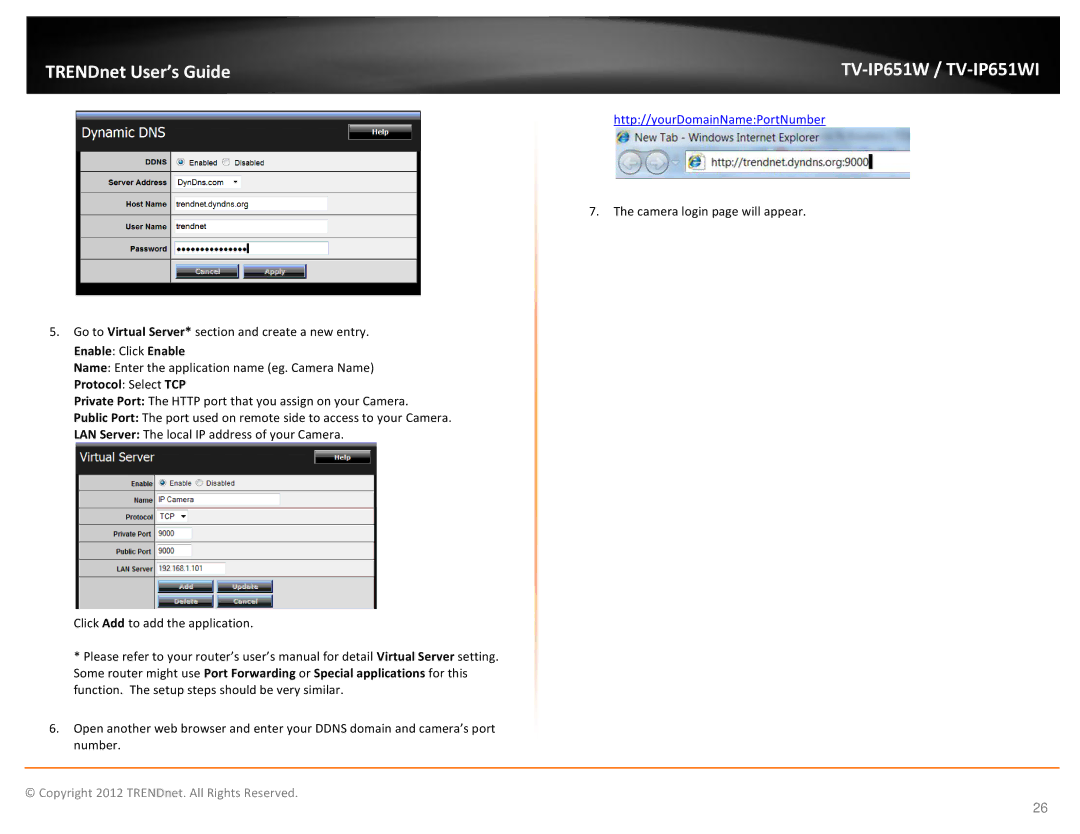 TRENDnet TVIP651W manual Camera login page will appear 