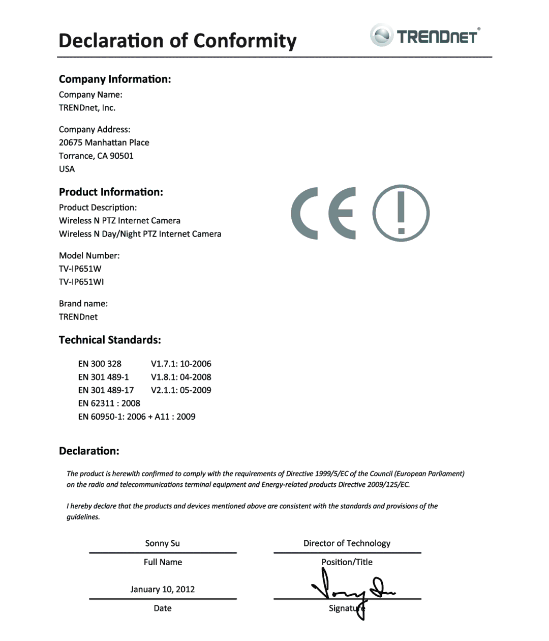 TRENDnet TVIP651WI manual 