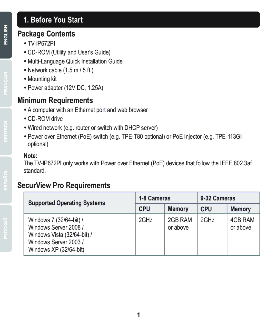 TRENDnet TVIP672PI manual Before You Start 