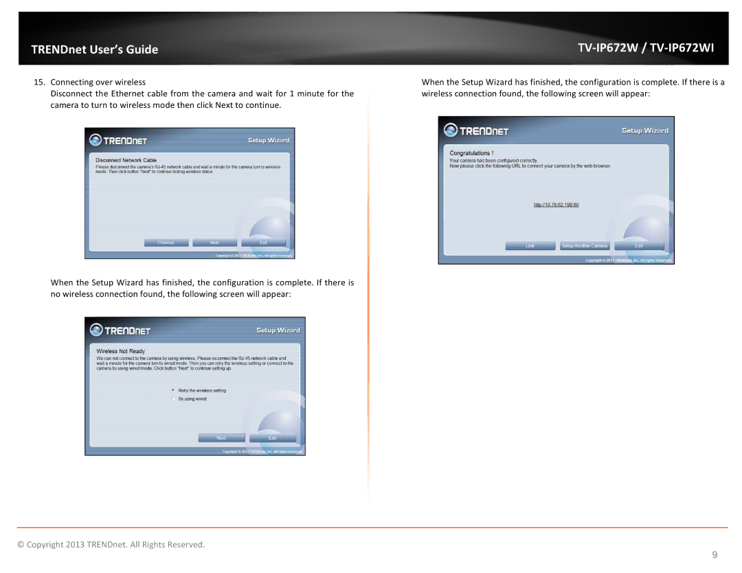 TRENDnet KXTG7872S, TVIP672WI manual TRENDnet User’s Guide 