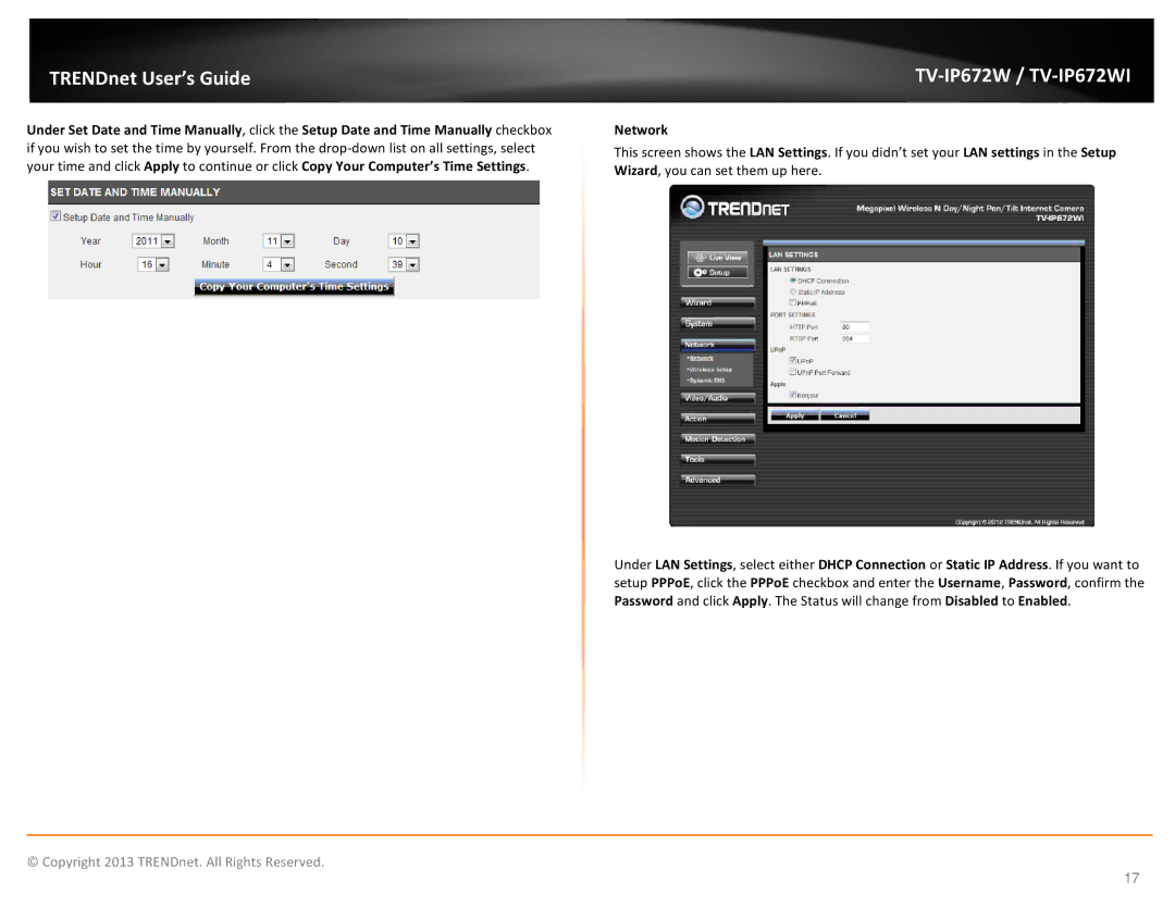 TRENDnet KXTG7872S, TVIP672WI manual Network 