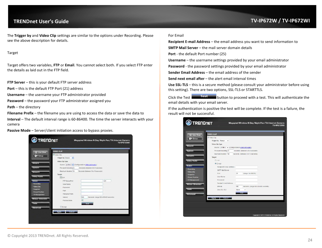 TRENDnet TVIP672WI, KXTG7872S manual TRENDnet User’s Guide 