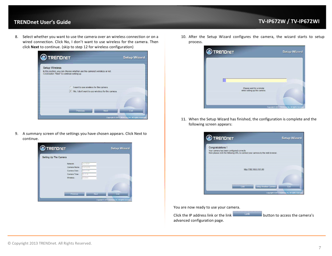 TRENDnet KXTG7872S, TVIP672WI manual TRENDnet User’s Guide 