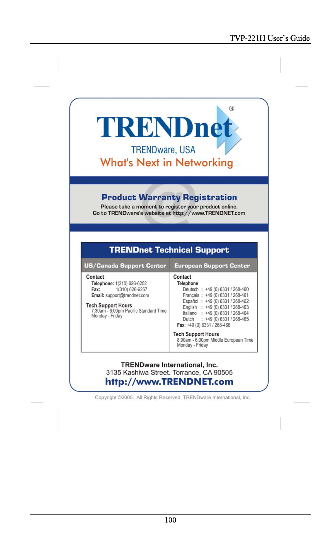 TRENDnet TVP- 221H, VoIP Gateway manual TVP-221H User’s Guide 
