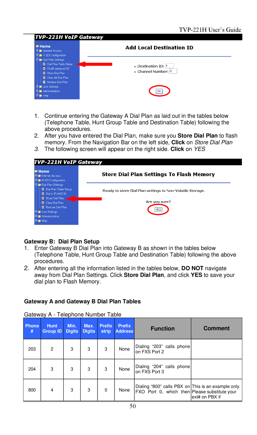 TRENDnet TVP- 221H, VoIP Gateway manual Gateway a and Gateway B Dial Plan Tables 