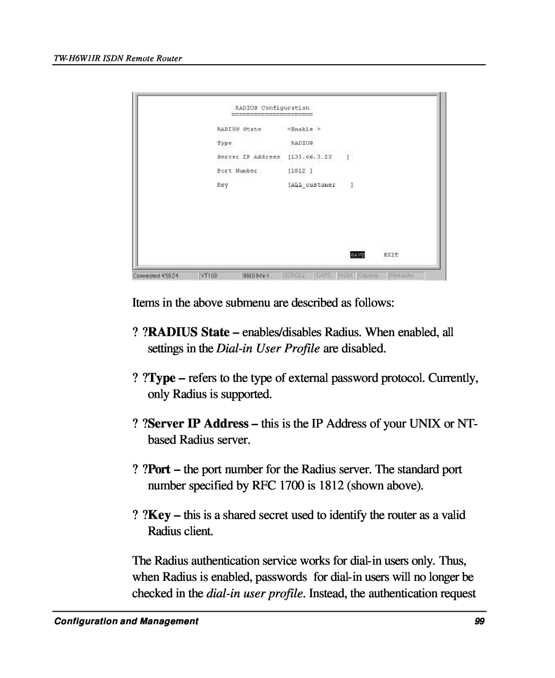 TRENDnet TW-H6W1IR manual Items in the above submenu are described as follows 
