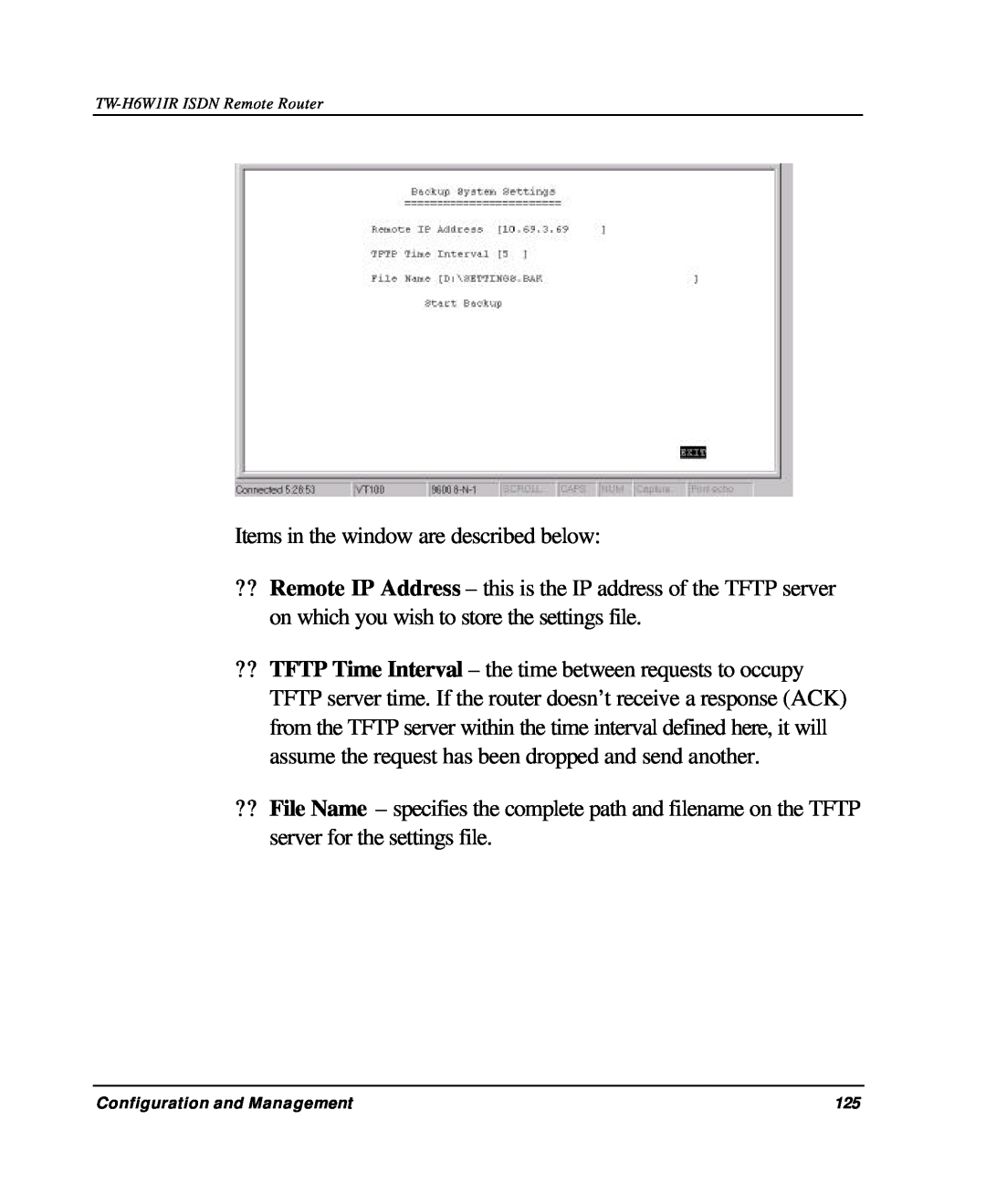 TRENDnet TW-H6W1IR manual Items in the window are described below 