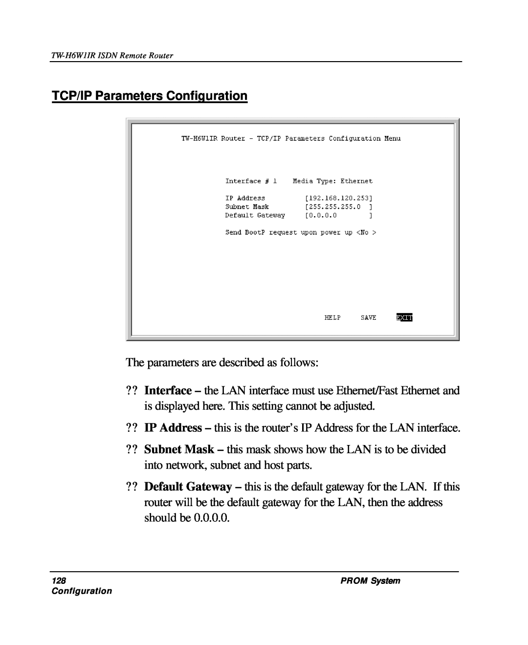 TRENDnet TW-H6W1IR manual TCP/IP Parameters Configuration 