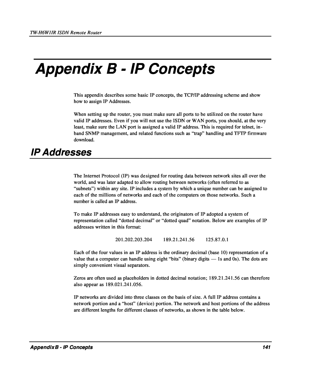 TRENDnet TW-H6W1IR manual Appendix B - IP Concepts, IP Addresses 