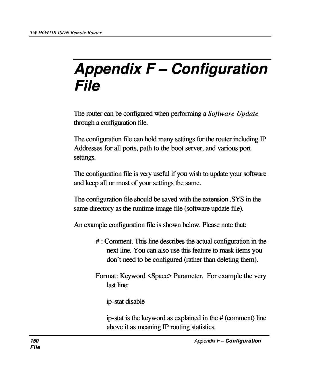 TRENDnet TW-H6W1IR manual Appendix F - Configuration File 