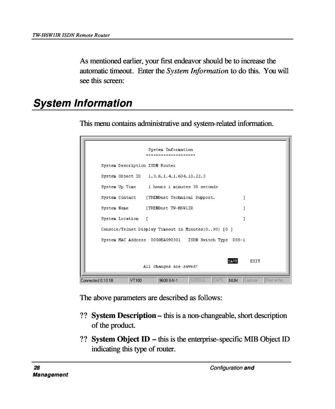TRENDnet TW-H6W1IR manual System Information 