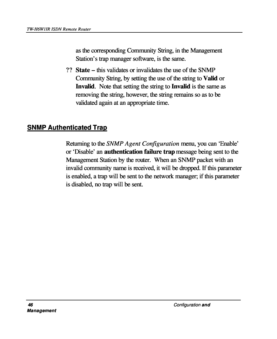 TRENDnet TW-H6W1IR manual SNMP Authenticated Trap 