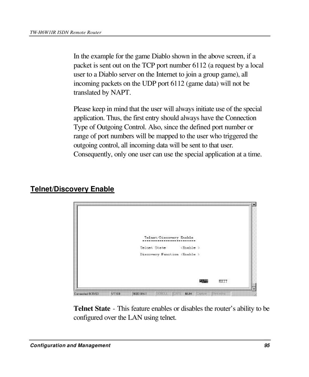 TRENDnet TW-H6W1IR manual Telnet/Discovery Enable 