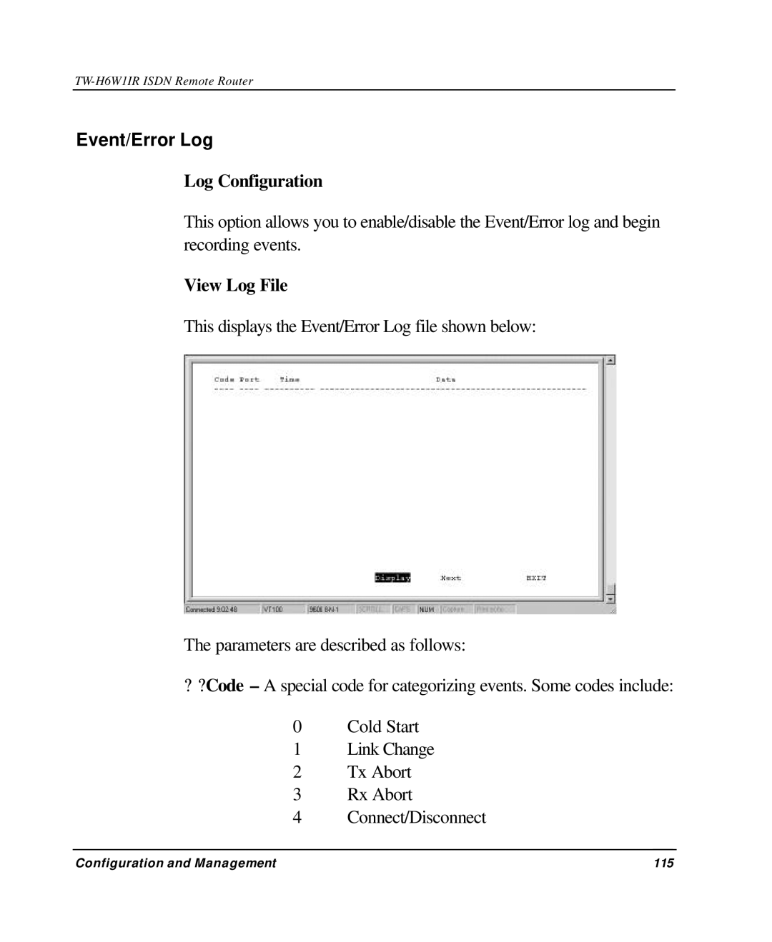 TRENDnet TW-H6W1IR manual Event/Error Log, View Log File 