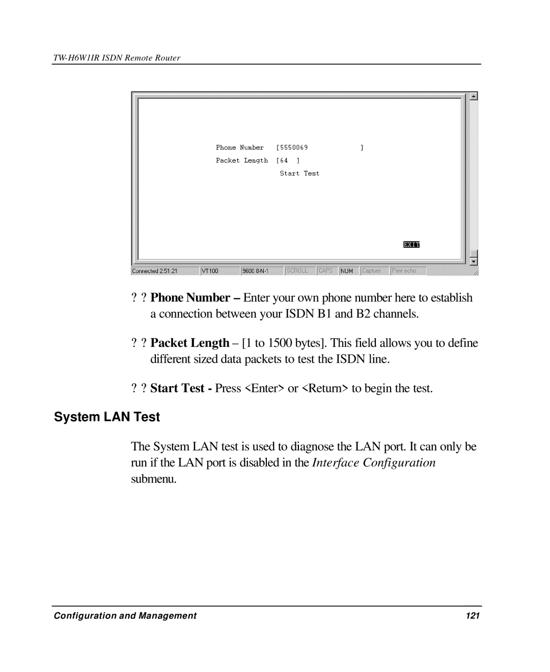 TRENDnet TW-H6W1IR manual System LAN Test 