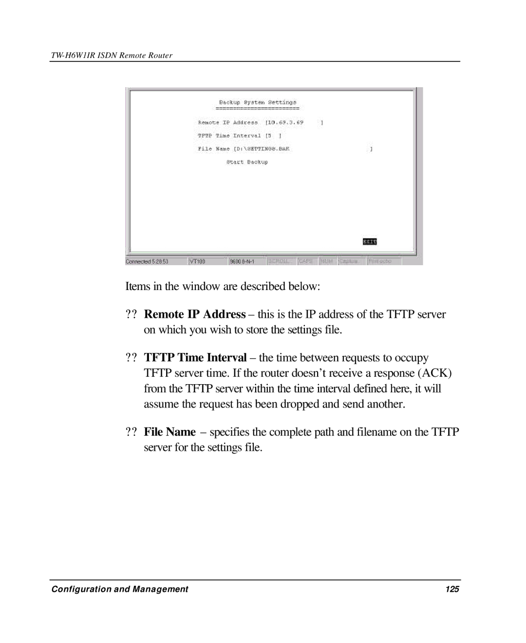 TRENDnet TW-H6W1IR manual Configuration and Management 125 