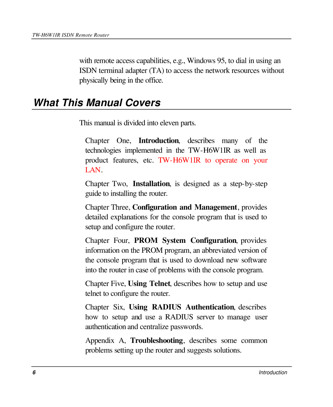 TRENDnet TW-H6W1IR manual What This Manual Covers 