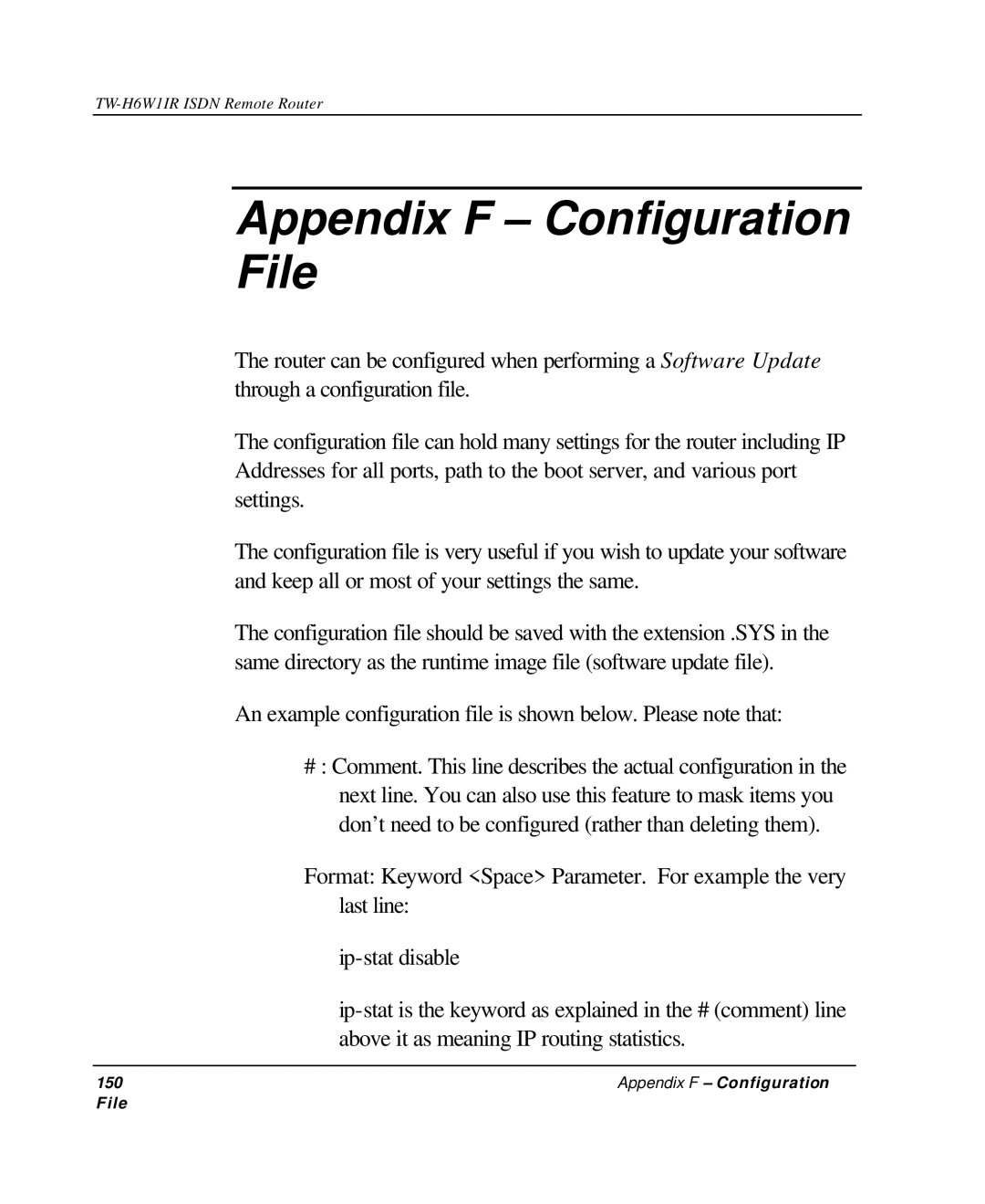 TRENDnet TW-H6W1IR manual Appendix F Configuration File 