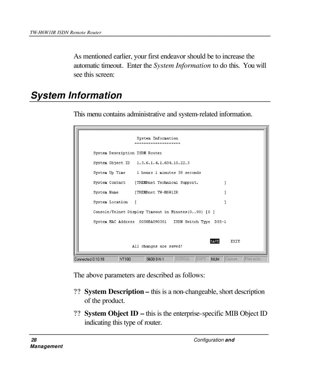 TRENDnet TW-H6W1IR manual System Information 